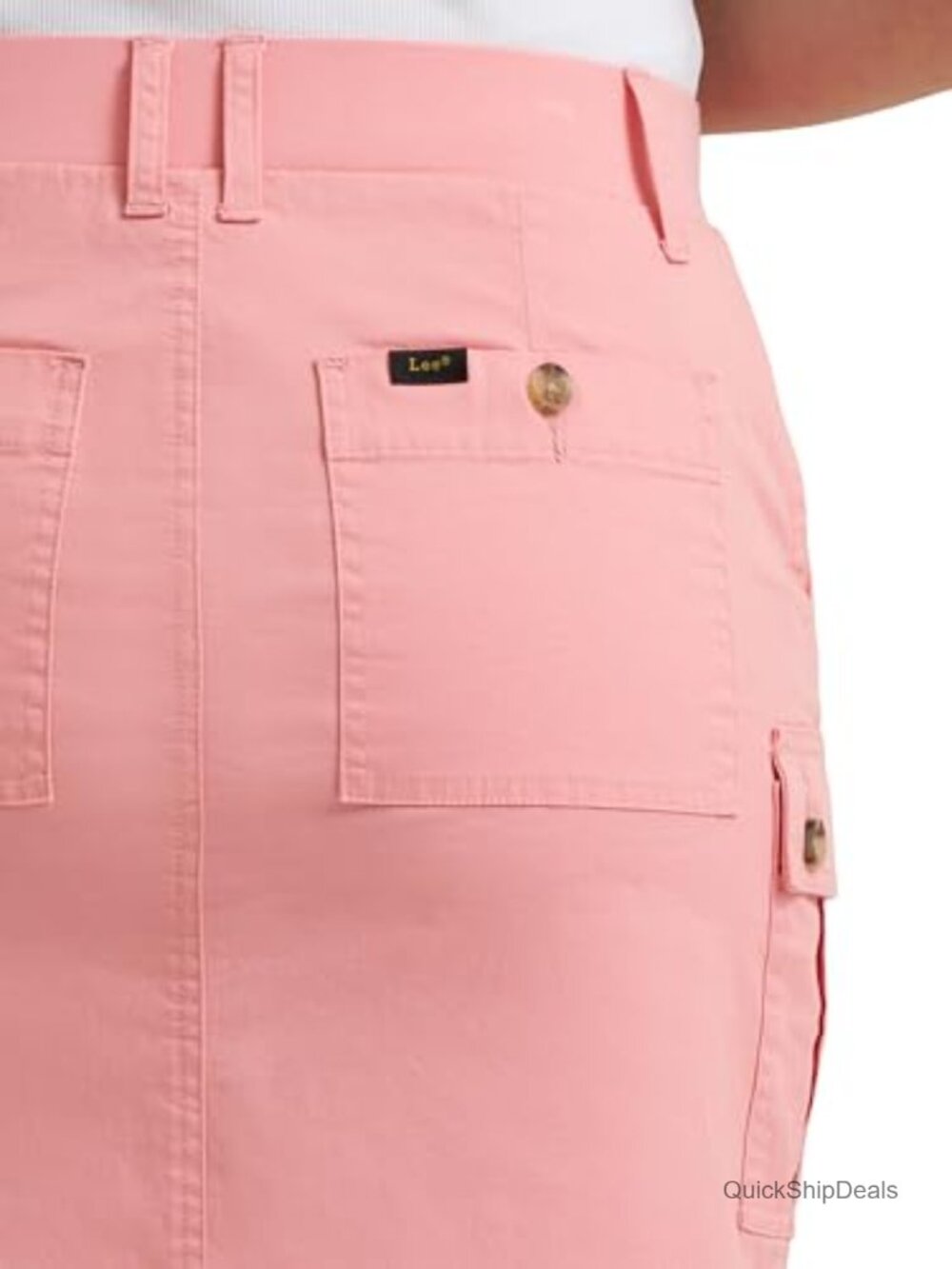 Women's Cargo Skort with Built-in Shorts, Cotton Spandex, Regular Fit, Zip - Picture 4 of 6